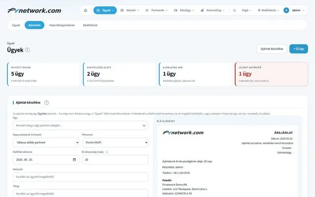 P1network ERP system – Cases · Creating a quote