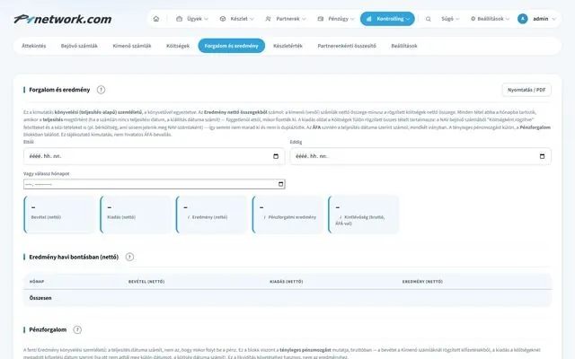P1network ERP system – Controlling · Revenue and profit