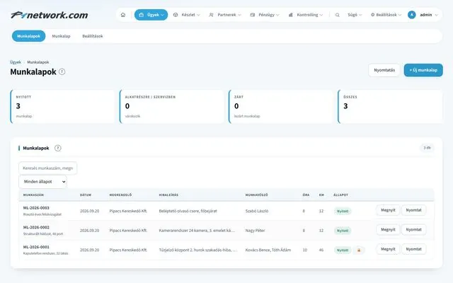 P1network ERP system – Cases · Worksheets