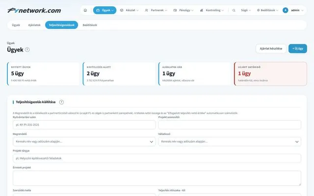 P1network ERP system – Cases · Completion certificate